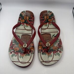 Tory Burch flip-flops red basket fruit 8